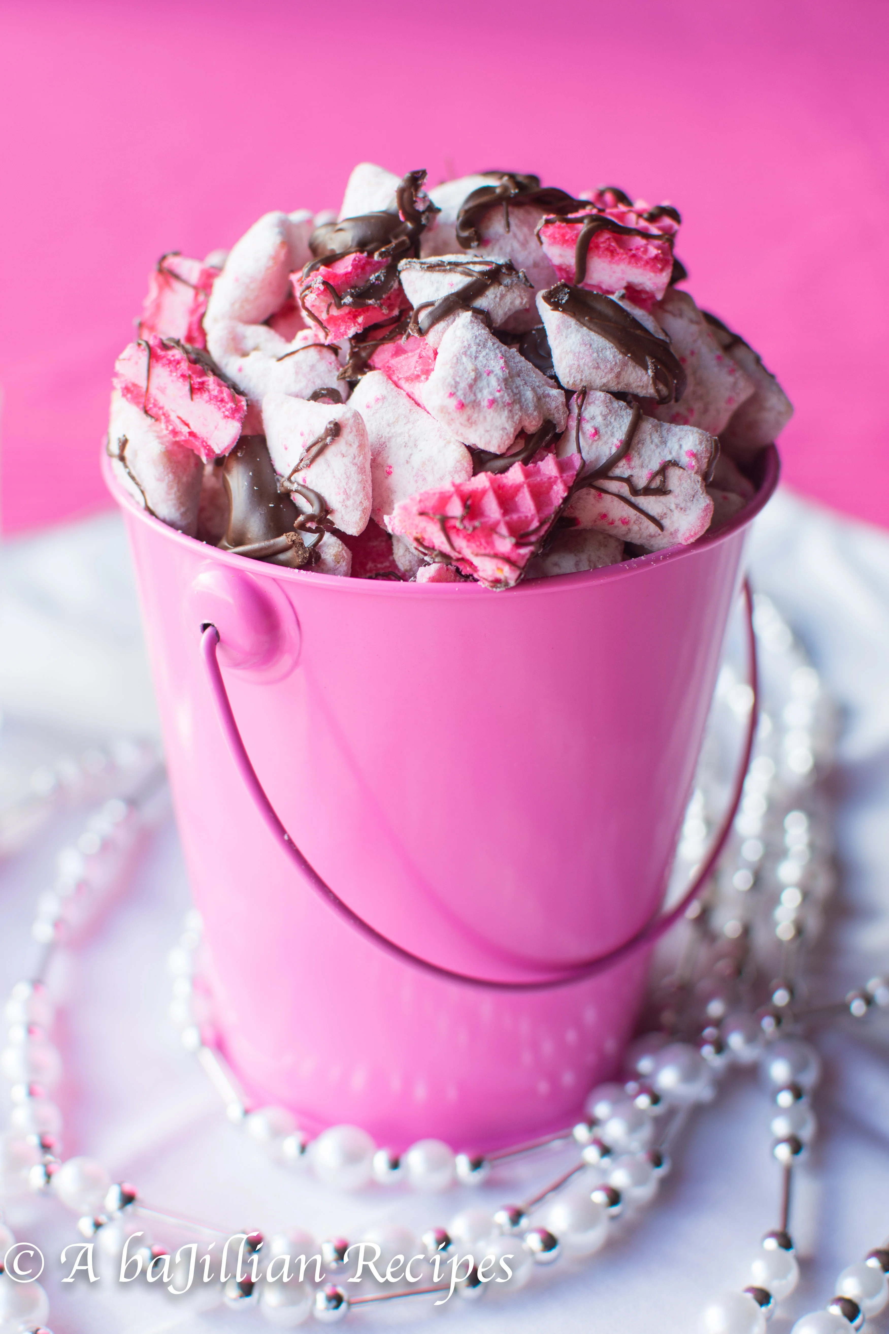 Chocolate Covered Strawberry Puppy Chow | A baJillian Recipes