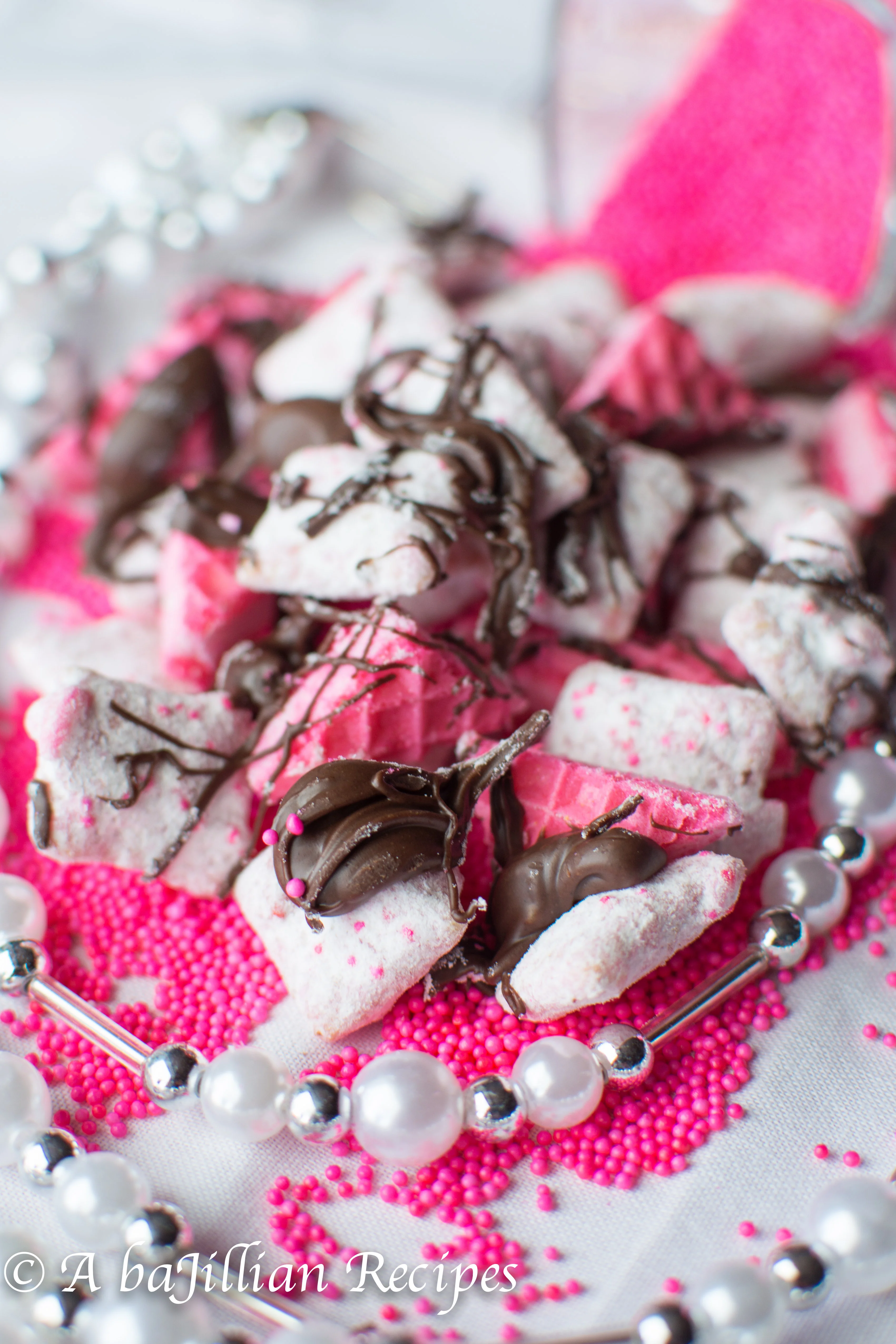 Chocolate Covered Strawberry Puppy Chow | A baJillian Recipes