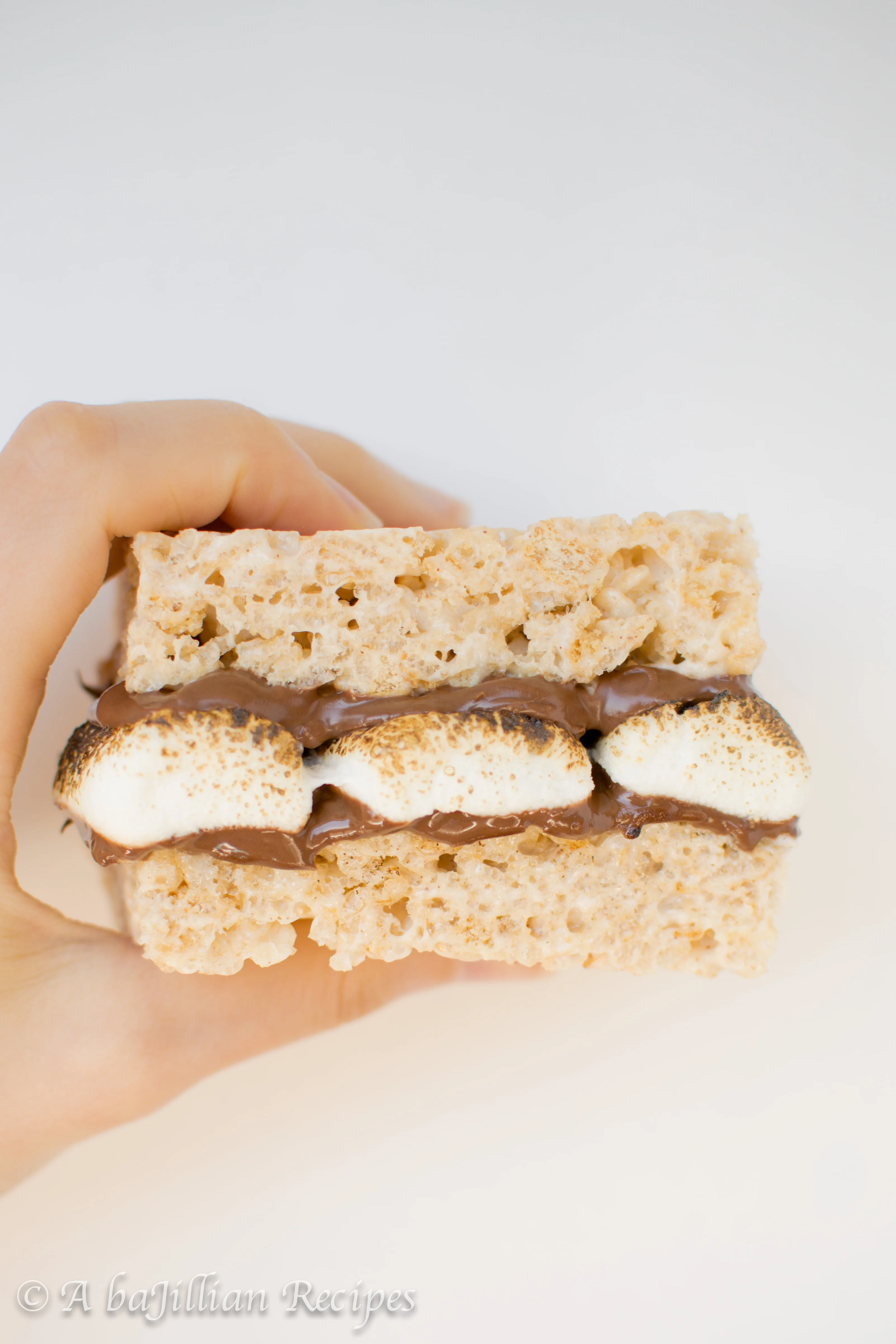 Nutella-Stuffed Rice Krispies Treat S'mores | A baJillian Recipes