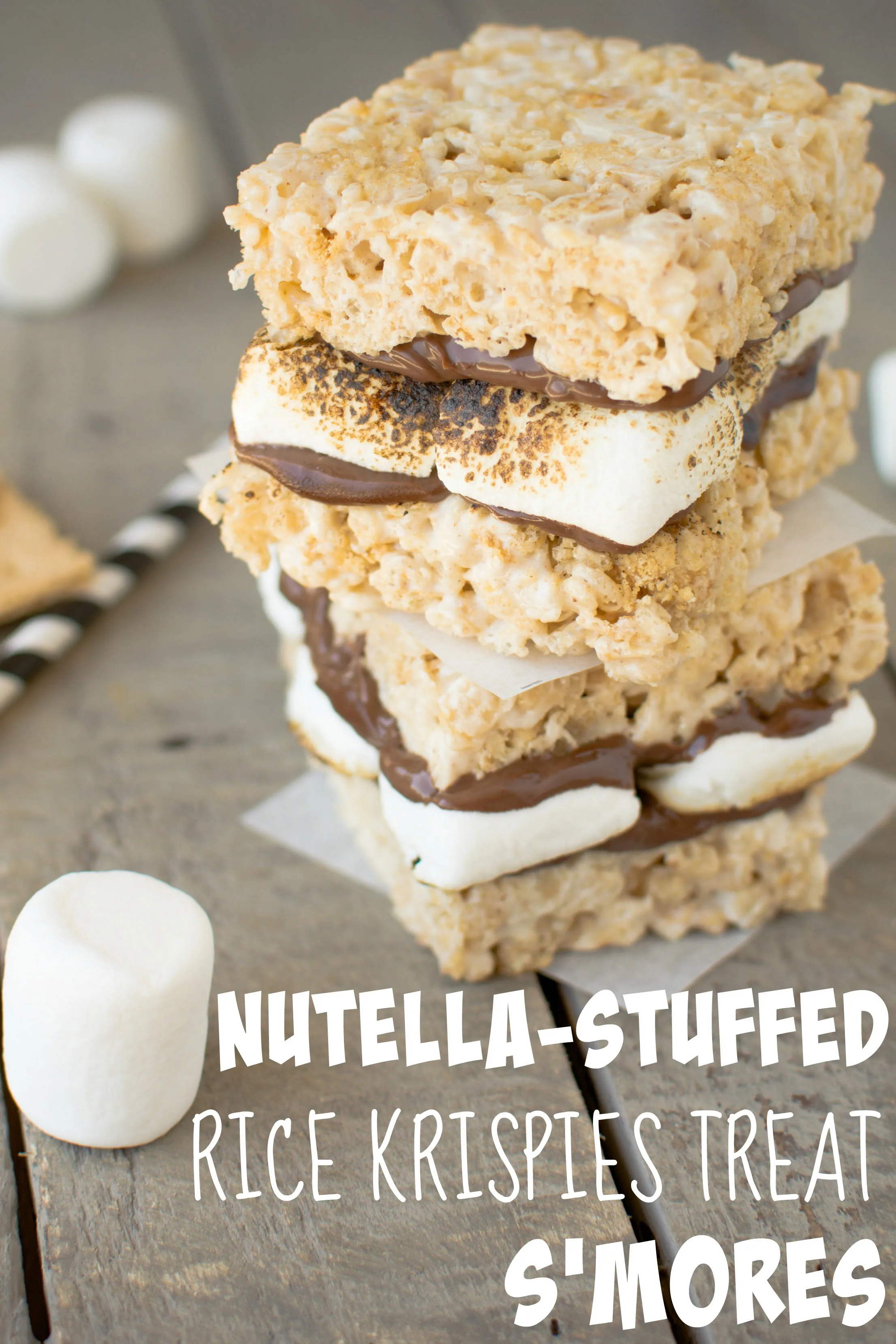Nutella-Stuffed Rice Krispies Treat S'mores | A baJillian Recipes