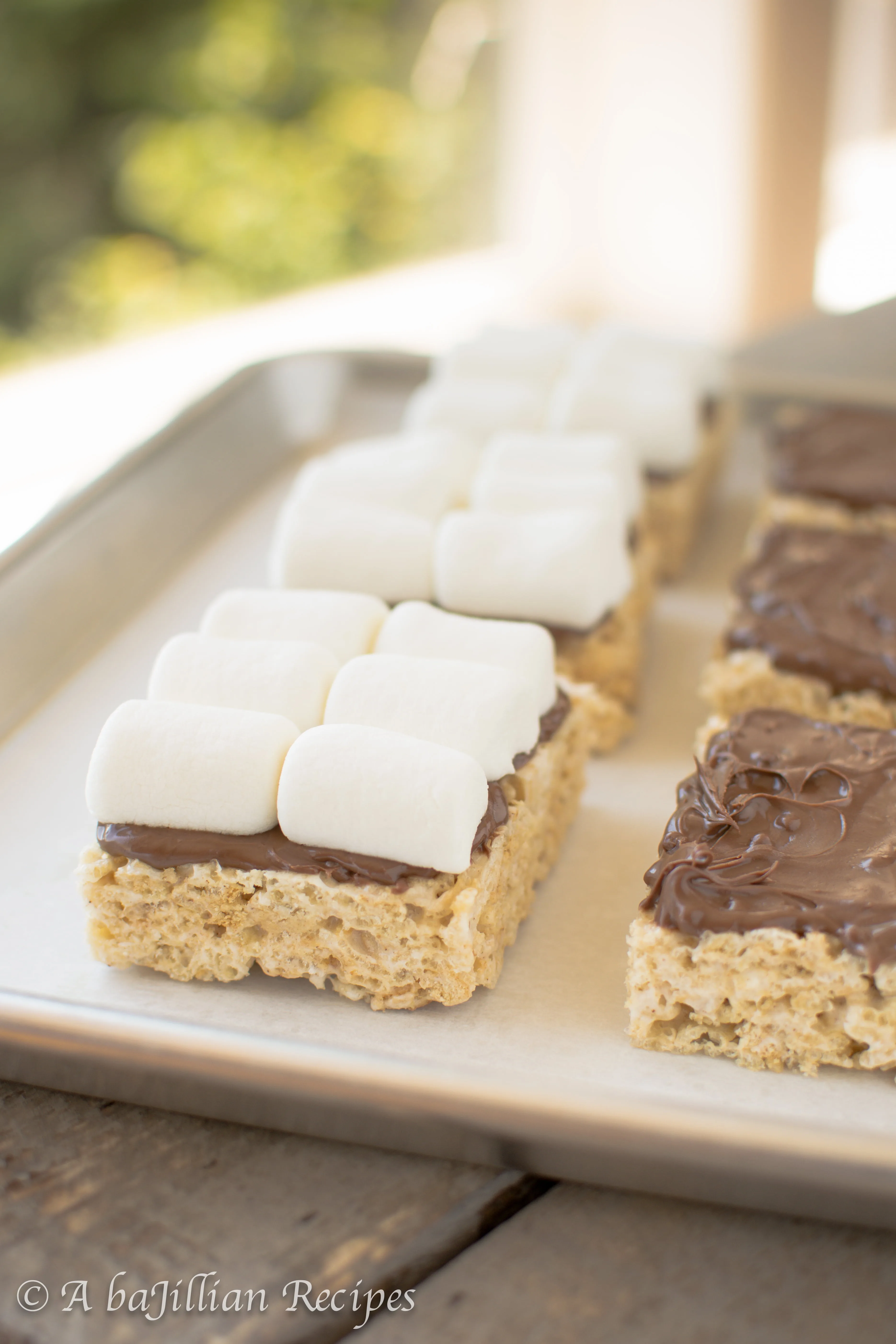 Nutella-Stuffed Rice Krispies Treat S'mores | A baJillian Recipes