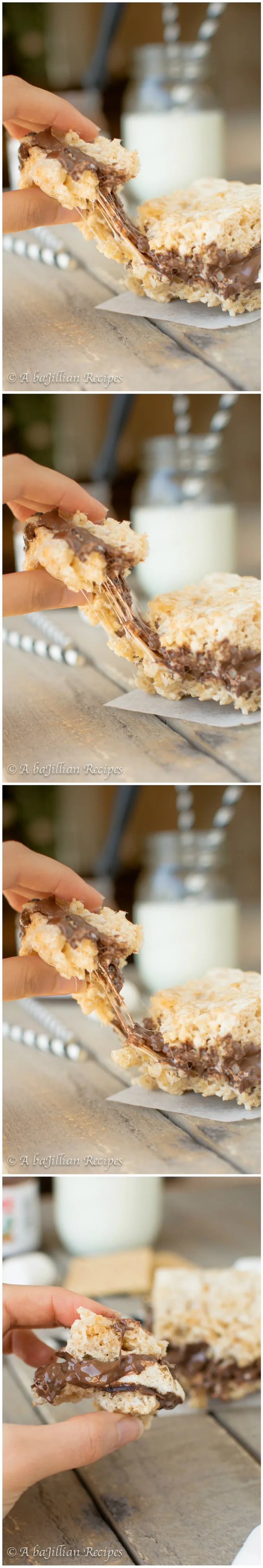 Nutella-Stuffed Rice Krispies Treat S'mores | A baJillian Recipes2