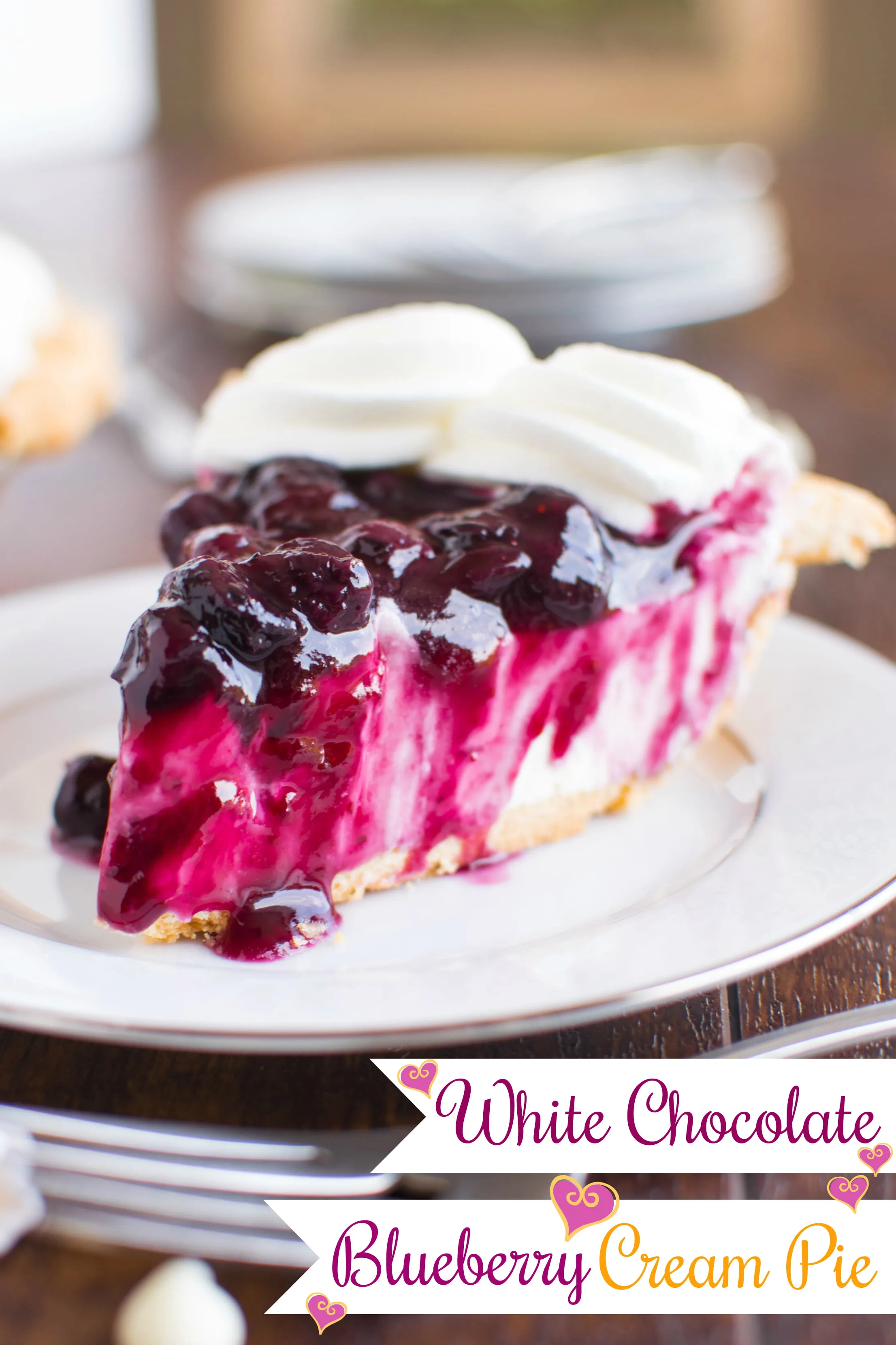 Smooth and creamy white chocolate cream filling in a golden, flakey crust and topped with the tastiest homemade blueberry sauce!