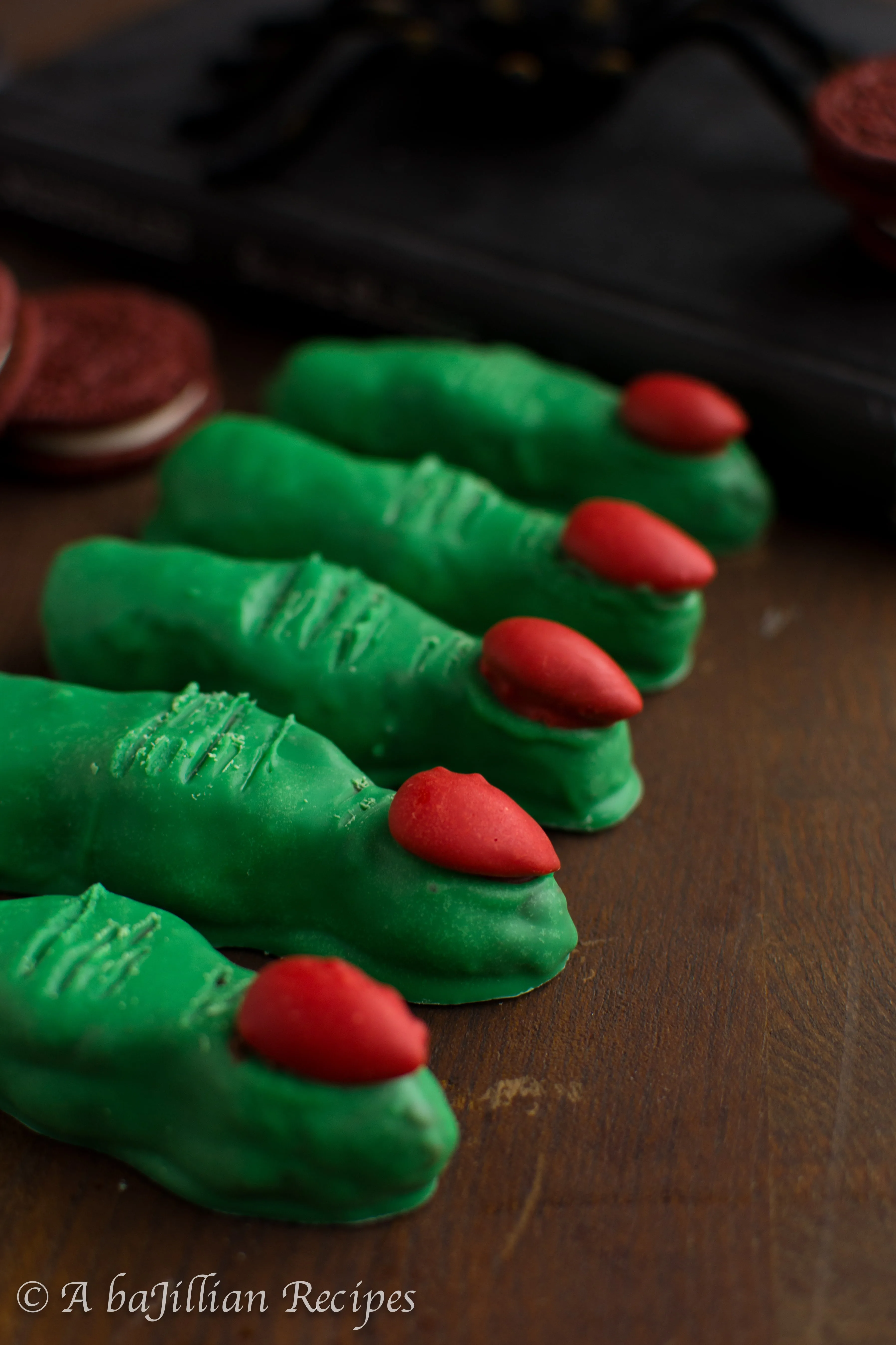 Red Velvet Oreo Truffle Witch Fingers - A baJillian Recipes-4