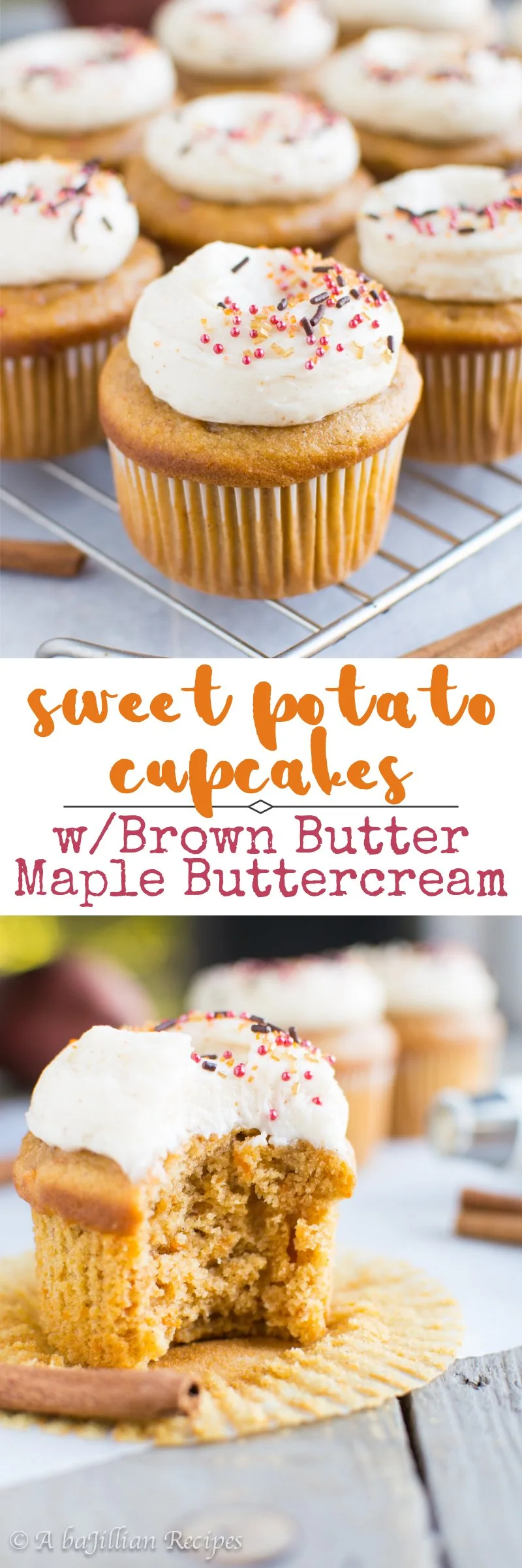 Sweet Potato Cupcakes - A baJillian Recipes (collage)