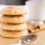 Ultra soft, thick, and delightfully chewy Snickerdoodles infused with the tart sweetness of hot apple cider!