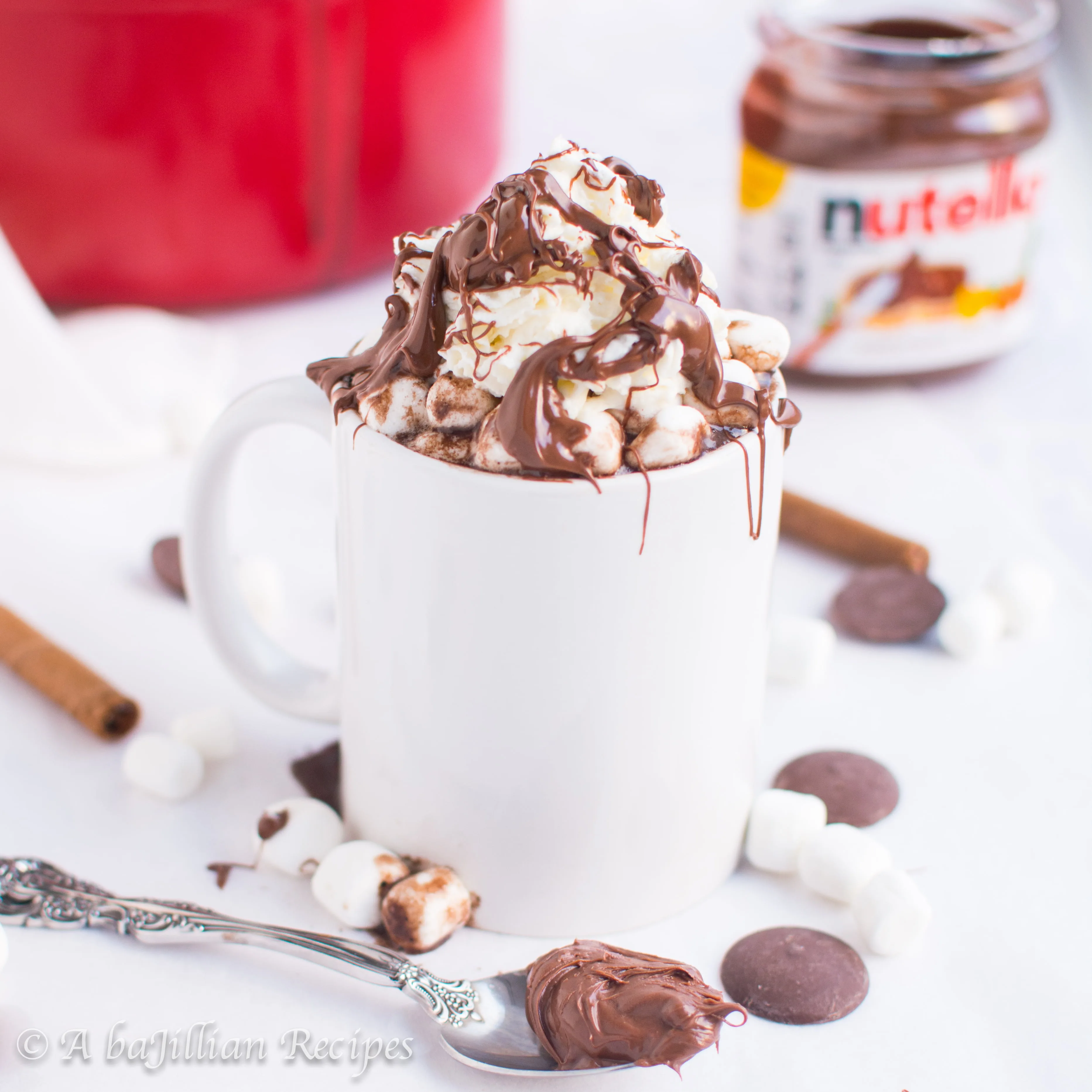 Hot Chocolate gets a makeover with the addition of rich, creamy eggnog and smooth, chocolatey Nutella!