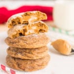 Soft and chewy sugar-coated ginger cookies overflowing with cookie butter!