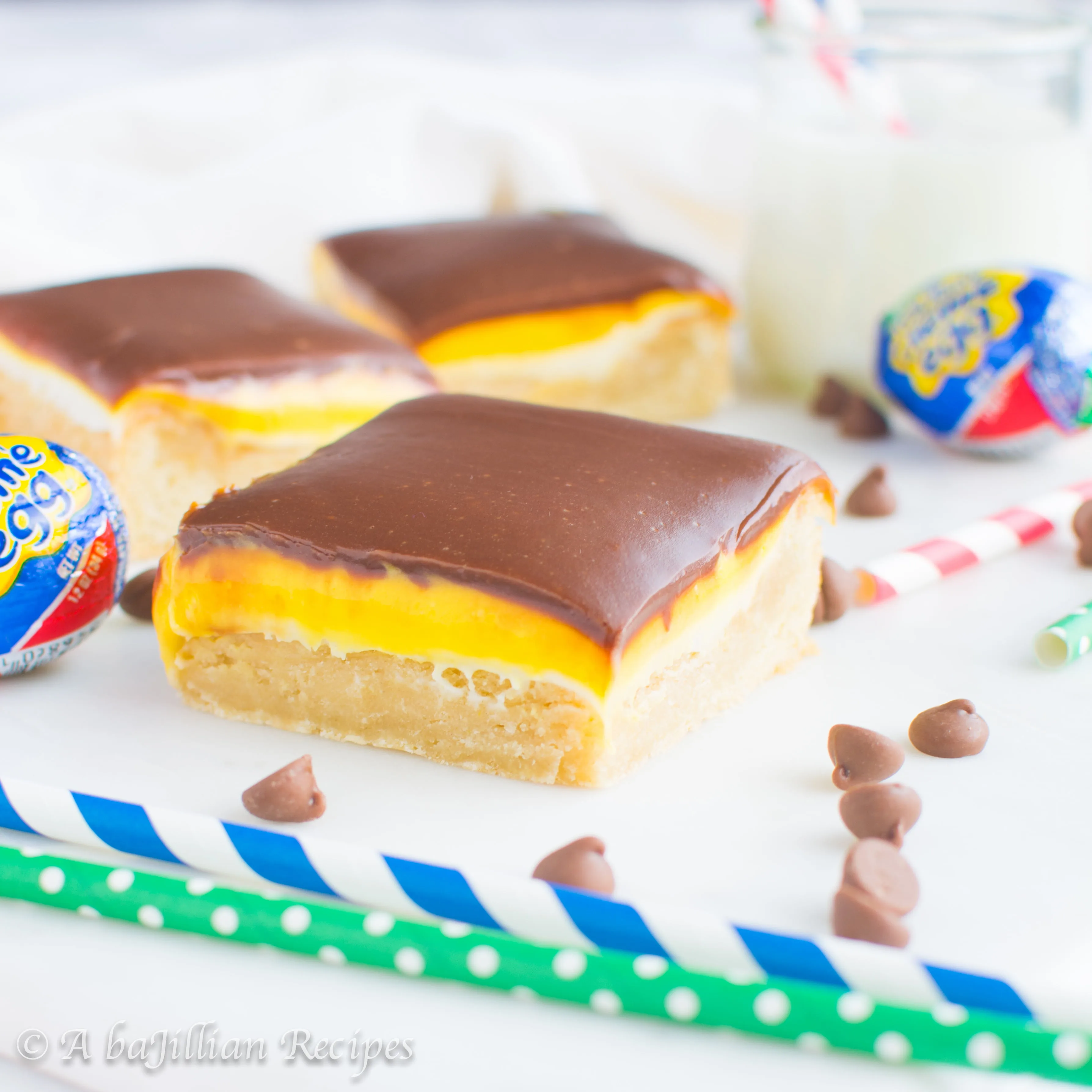 An ultra chewy and buttery sugar cookie base topped with that classically sweet Cadbury Creme Egg filling and rich milk chocolate!