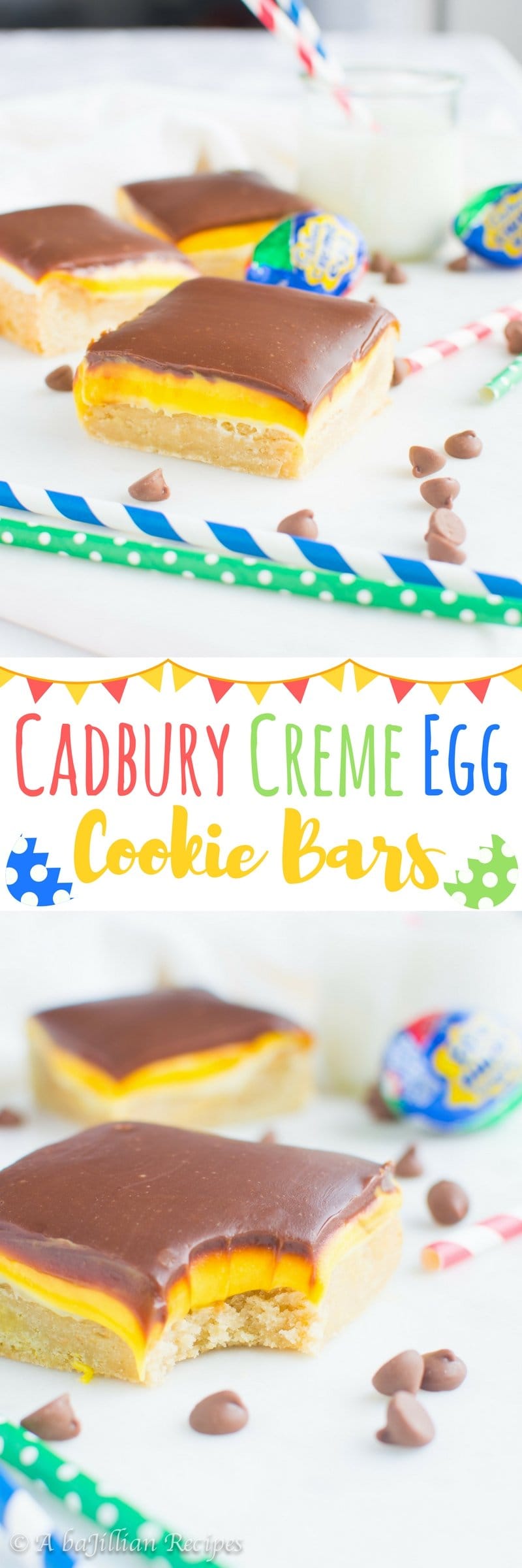 Cadbury Creme Egg Cookie Bars | A baJillian Recipes (collage)