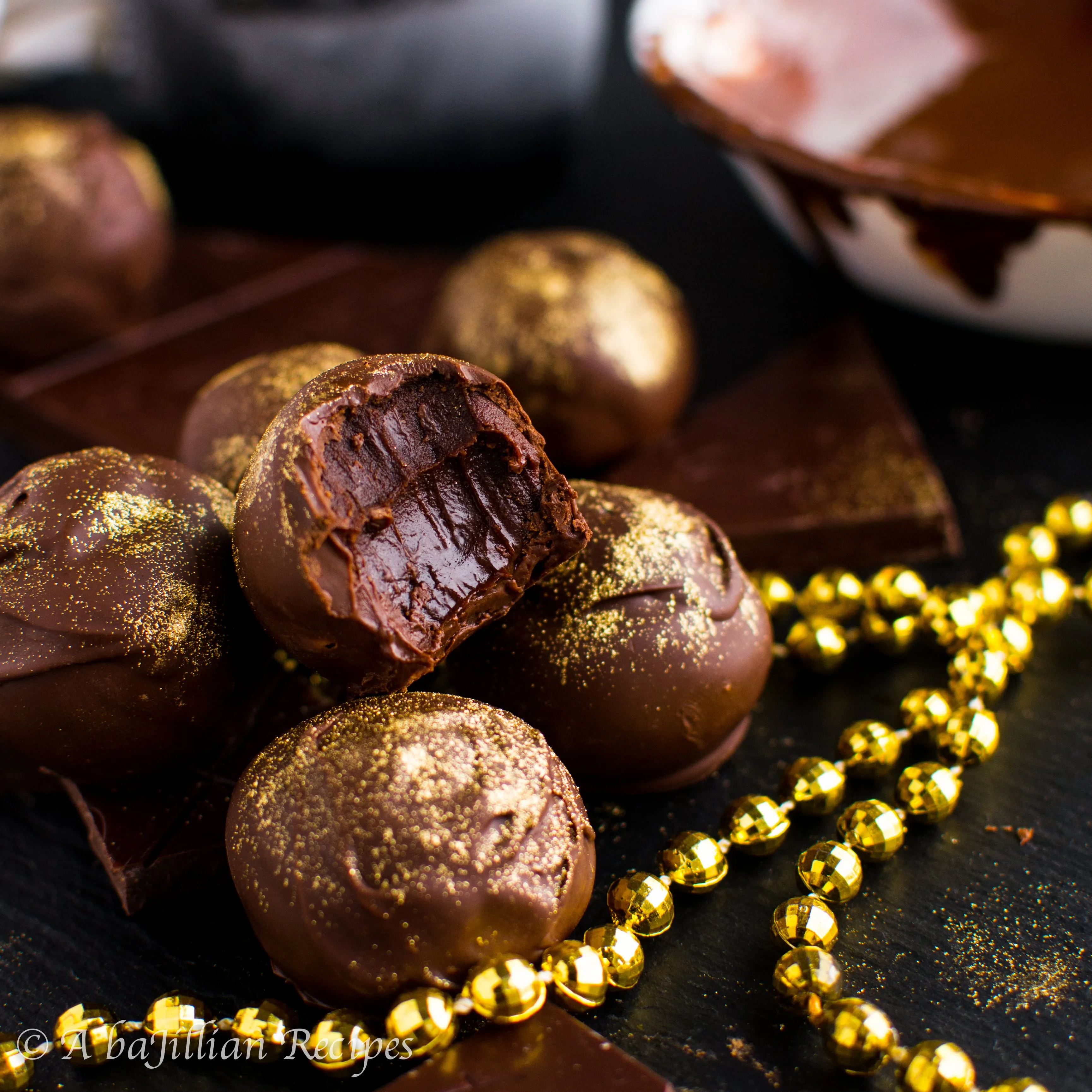 Rich and velvety dark chocolate ganache spiked with the creamy sweetness of Bailey's Irish Cream, then dipped in dark chocolate!