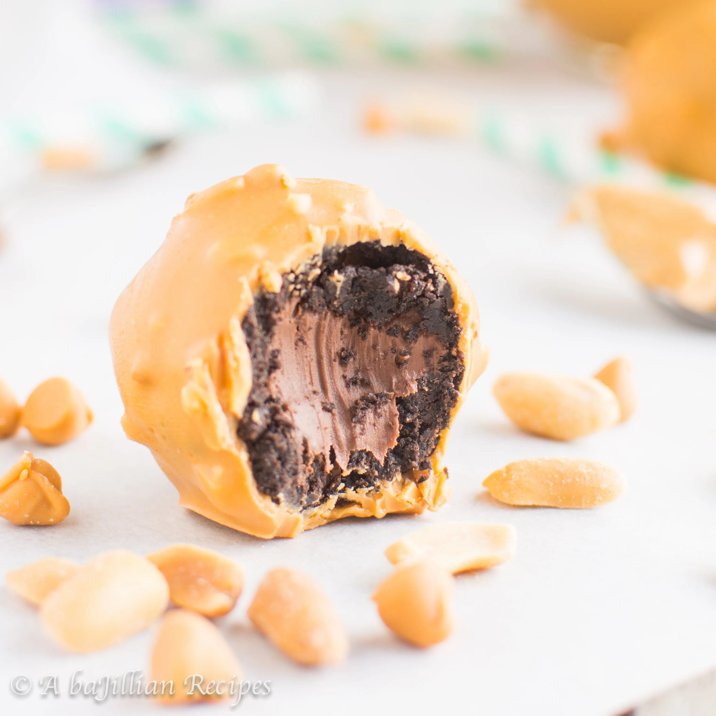 Dense and chewy brownies filled with rich Nutella and coated in a crunchy peanut buttery butterscotch shell!