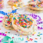 These bakery-style cookies are soft, chewy, and loaded with sprinkles!