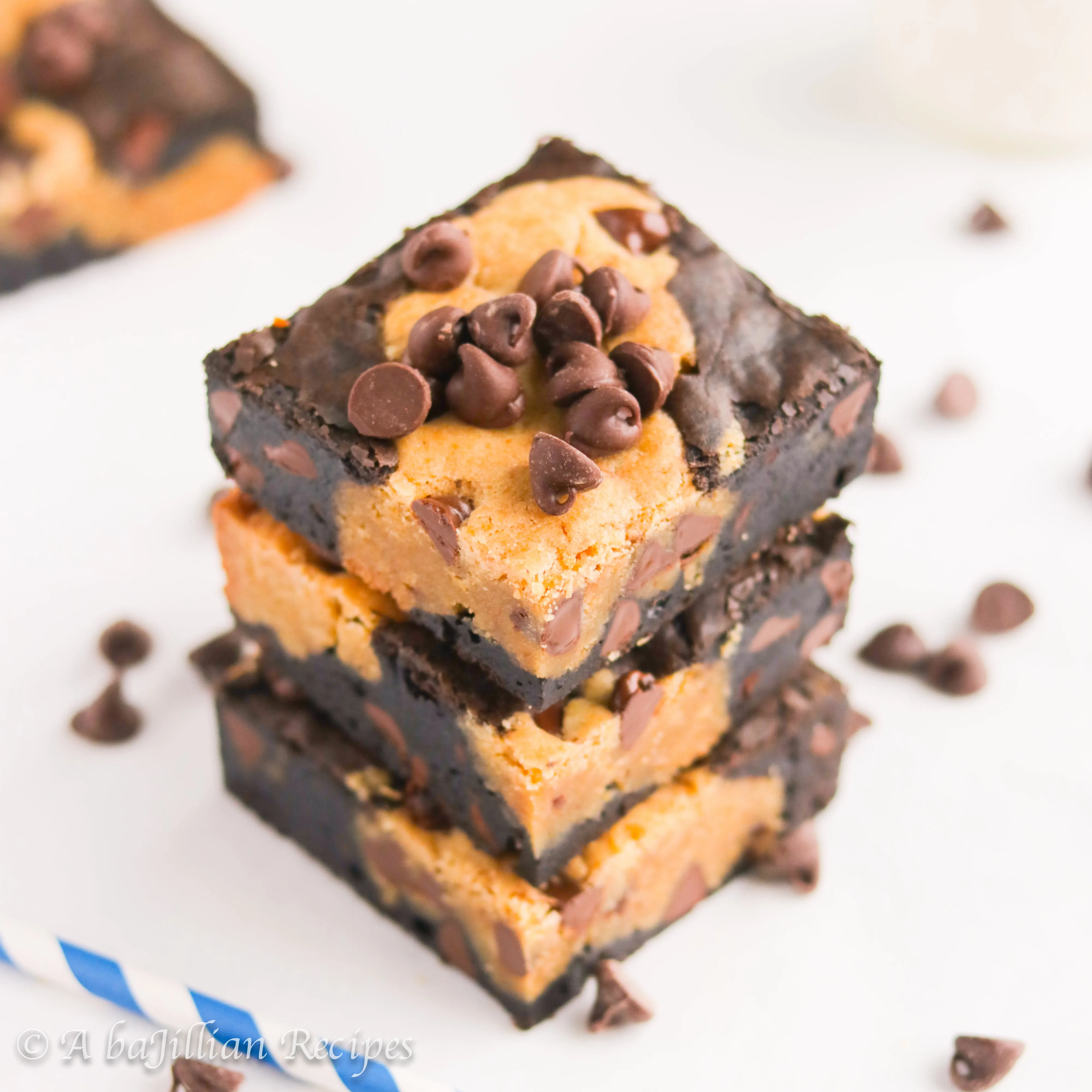 Chewy, brown buttery chocolate chip cookies baked into rich and fudgy brownies! Two delicious treats in one!