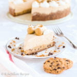 Layers of chocolate chip cookie dough and cookie butter cream filling in a chocolate chip cookie crust!