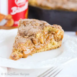 A warm and deliciously doughy deep-dish snickerdoodle cookie loaded with luscious pockets of cookie butter!
