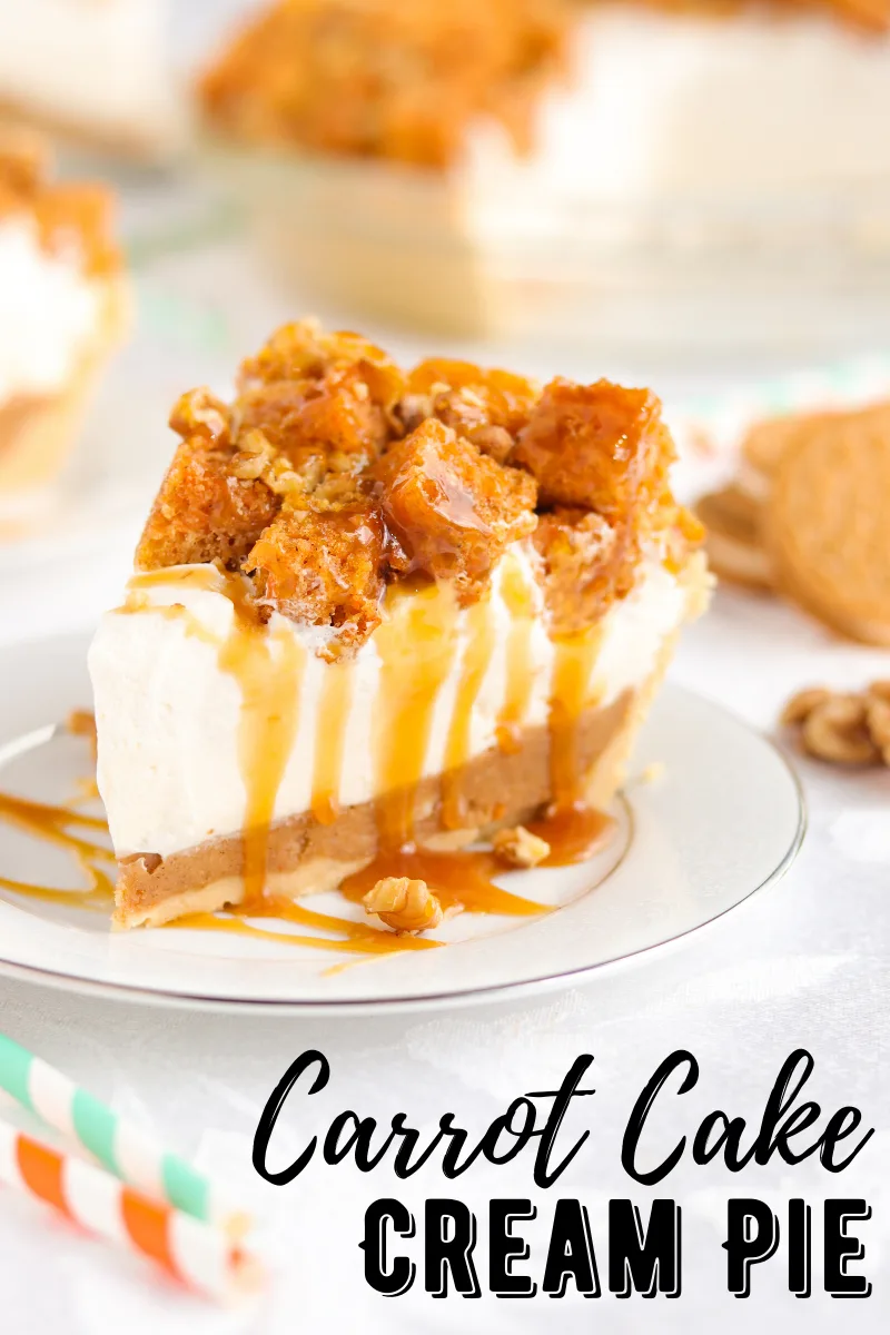 Layers of Carrot Cake Oreo truffle filling, sweetened cream cheese filling, whipped cream, and a border of delicious carrot cake all in a sweet Golden Oreo crust!