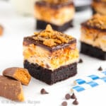 Fudgy brownies topped with a heavenly Butterfinger cream filling and rich chocolate ganache!