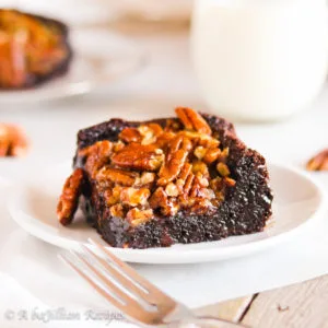Dense and fudgy brownies topped with a sweet and sinful pecan pie topping!