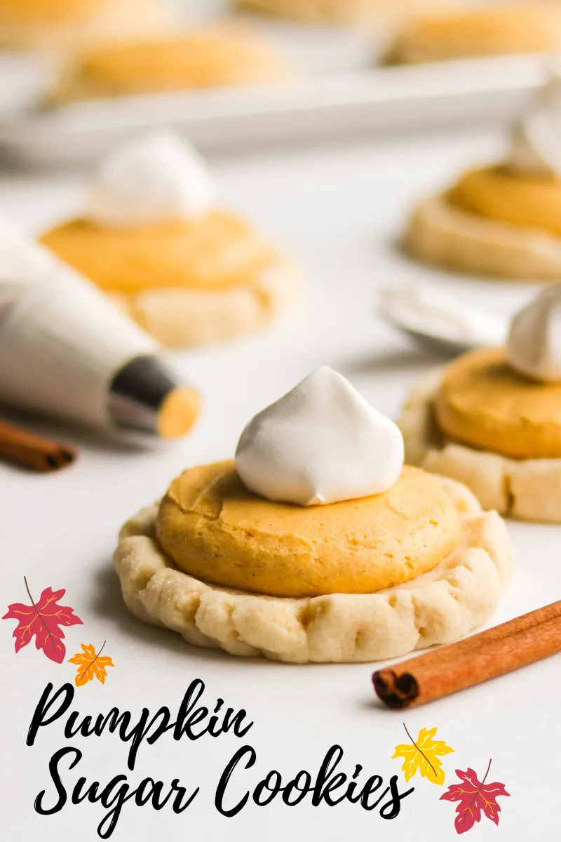 Soft and chewy sugar cookies topped with the most heavenly pumpkin buttercream frosting!