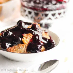 Soft, buttery croissants baked in a rich white chocolate custard and drizzled in THE most delicious blueberry topping!