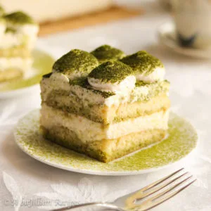 Layers of matcha-infused ladyfingers and sweet mascarpone cream filling come together to make an Asian-inspired version of a classic Italian dessert!