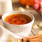 Smooth and incredibly velvety, this Crème Brûlée is infused with the sweetness of white chocolate and the deliciousness of pumpkin!
