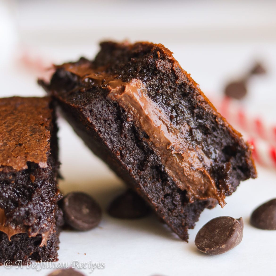 Super duper fudgy brownies stuffed with a generously THICK layer of rich chocolatey Nutella!