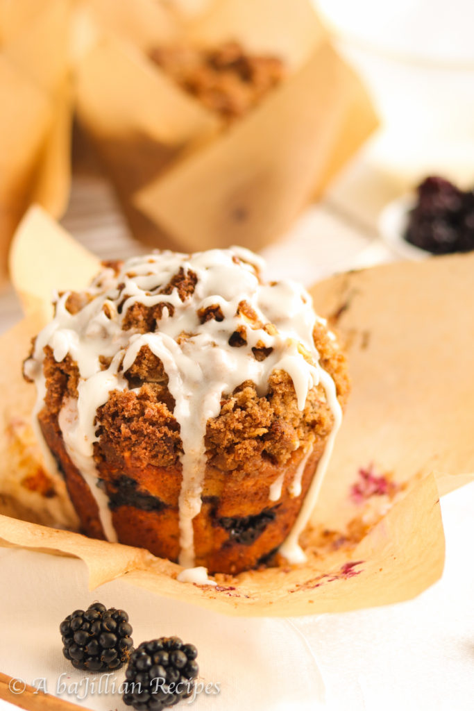 Blackberry Coffee Cake Muffins - A baJillian Recipes