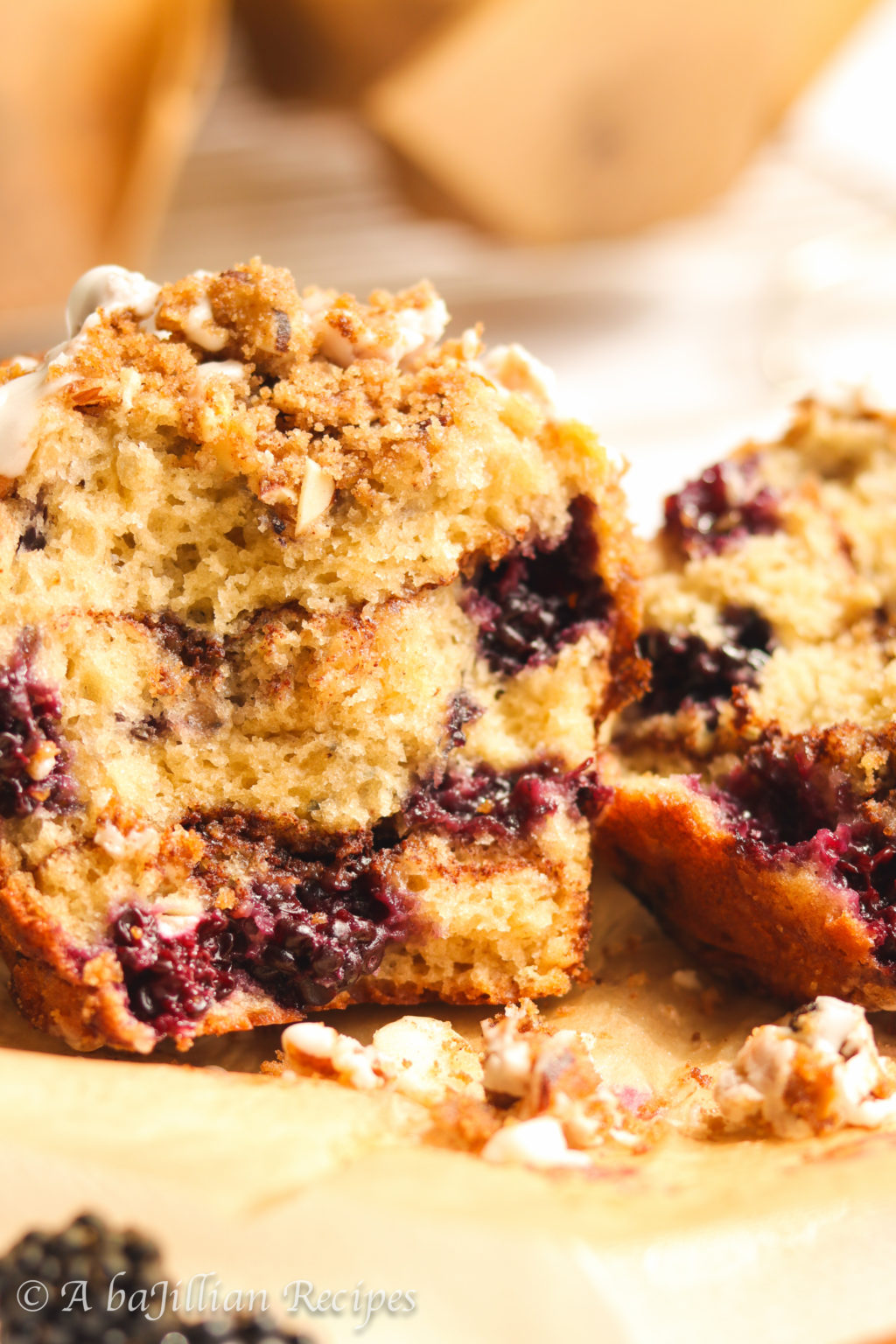 Blackberry Coffee Cake Muffins - A baJillian Recipes