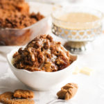 Creamy cookie butter sandwiched between buttery croissants, soaked in a rich vanilla custard, and generously sprinkled with a crispy Biscoff streusel. Add a drizzle of white chocolate cookie butter ganache and you have the most decadent bread pudding imaginable!