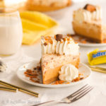 Layers of delicious Butterfinger cream filling and velvety peanut buttery butterscotch filling in a Butterfinger graham cracker crust!