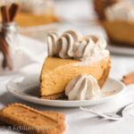 Velvety pumpkin cream filling infused with the caramelized sweetness of cookie butter and nestled in a crisp Biscoff cookie crust! A must-have dessert to serve at your next holiday gathering!