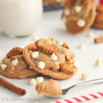 Soft and chewy cookies infused with the sweetness of cookie butter and loaded with white chocolate chips and crispy Biscoff cookies!