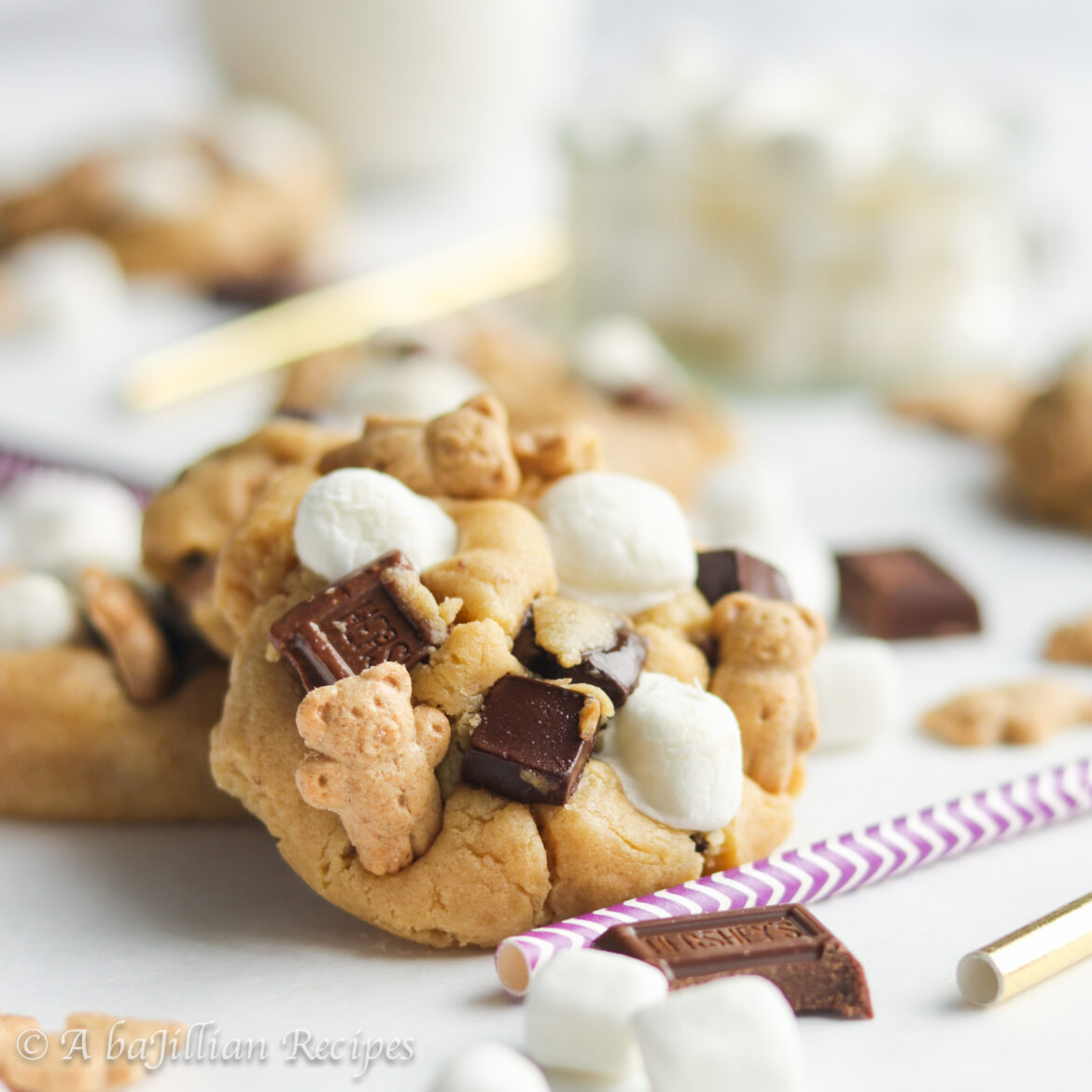 THICK and doughy cookies stuffed with ooey gooey marshmallows, chocolate chunks, and cute little Teddy Grahams!