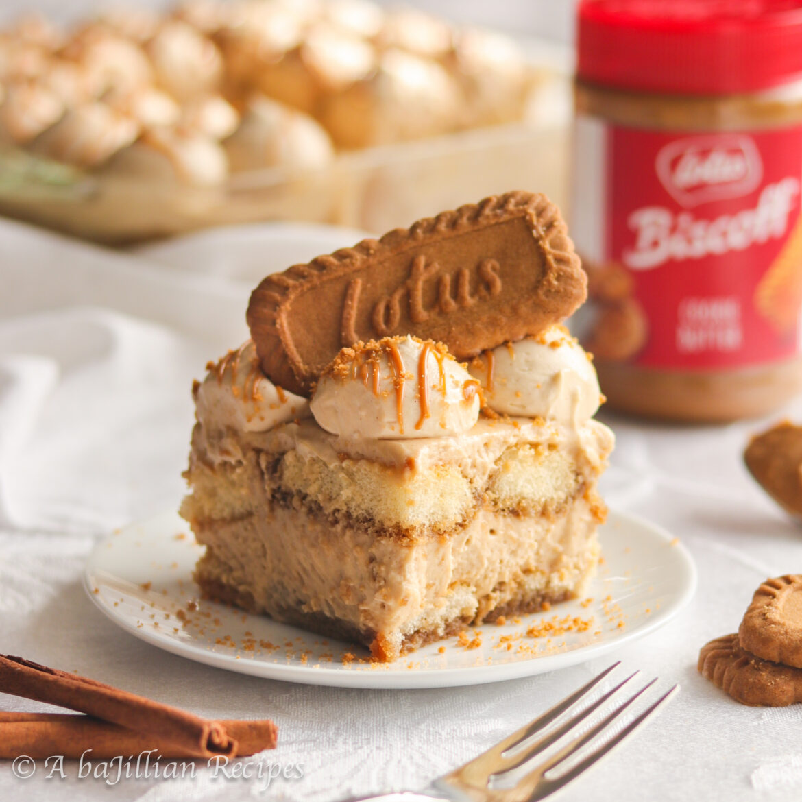 Cookie butter lovers rejoice! This Biscoff Tiramisu unites espresso-soaked ladyfingers with supremely fluffy Biscoff mascarpone filling!