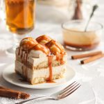 Delicate layers of apple cider-soaked ladyfingers between layers of caramel mascarpone cream filling!