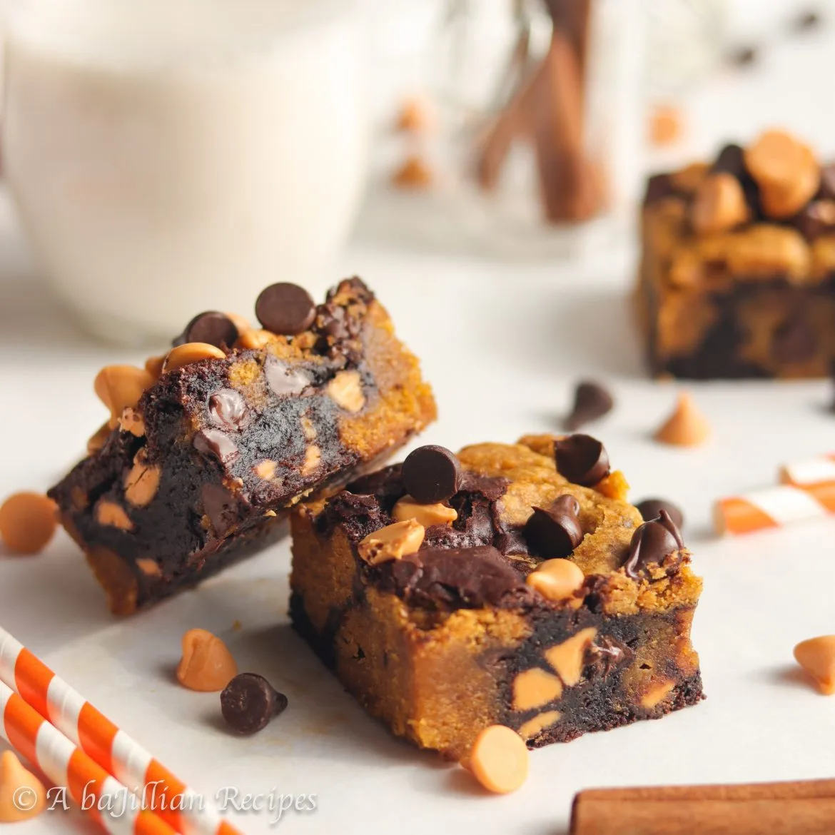Rich and fudgy brownies swirled with soft and chewy chocolate chip pumpkin cookie dough!