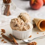 Undeniably creamy no-churn ice cream infused with the sweetness of fresh peaches and loaded with buttery brown sugary bits of streusel crumble!