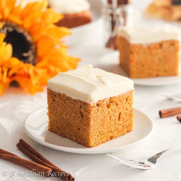 Exquisitely moist and tender, this sweet potato cake is infused with warm spices and slathered in a smooth and dreamy vanilla bean cream cheese frosting!