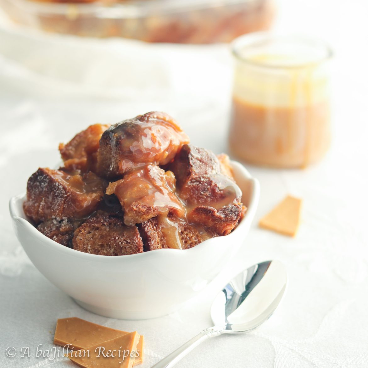 Fluffy croissants immersed in a caramelized white chocolate custard, baked until deliciously golden, and drizzled in a silky caramelized white chocolate ganache!