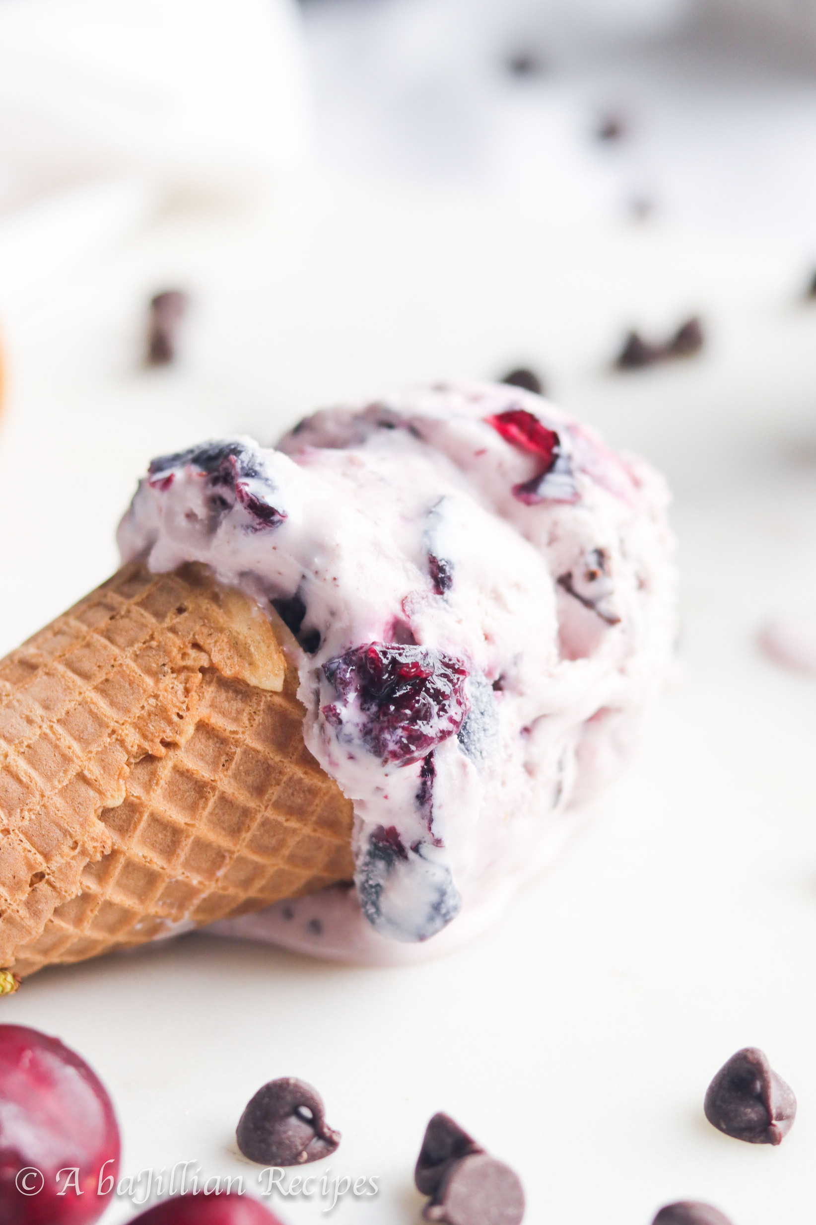 Incredibly creamy no-churn ice cream infused with the natural sweetness of fresh cherries, loaded with flecks of dark chocolate and sweetened cherries!