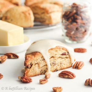 Fluffy, buttery and flaky, these scones are infused with brown butter, loaded with toasted pecans, and drizzled in absolutely no shortage of brown butter icing!